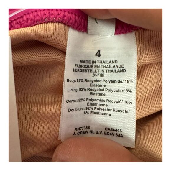 NWT J. Crew Radiant Fushia Roushed V Neck One Piece Bathing Suit Size 4 - Picture 5 of 9